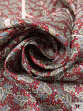 Paisley Printed Silk Twill Panel - Red / Pistachio Green / Slate Grey