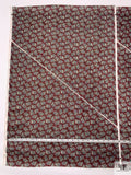 Paisley Printed Silk Twill Panel - Red / Pistachio Green / Slate Grey