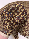Paisley Printed Silk Jacquard Pre-Cut Panel - Chocolate Mauve / Vanilla-Gold / Slate Blue
