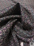 Floral Scroll Printed Silk Twill Panel - Plum / Evergreen / Black / Brandon Beige