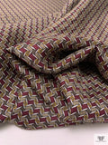 Geometric Printed Silk Twill Panel - Burgundy / Brandon Beige / Pale Ochre