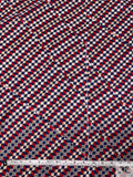 Geometric Boxes Printed Silk Twill Panel - Blue / Red / Beige / Grey