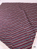 Geometric Boxes Printed Silk Twill Panel - Blue / Red / Beige / Grey