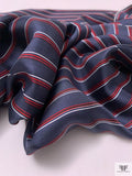 Striped Printed Silk Twill Panel - Navy / Red / White