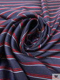 Striped Printed Silk Twill Panel - Navy / Red / White