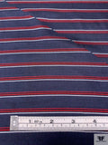 Striped Printed Silk Twill Panel - Navy / Red / White