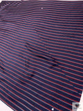 Striped Printed Silk Twill Panel - Navy / Red / White