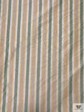 Striped Yarn-Dyed Silk Shantung - Sage Green / Peach / Pale Yellow / White