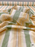 Striped Yarn-Dyed Silk Shantung - Sage Green / Peach / Pale Yellow / White