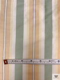 Striped Yarn-Dyed Silk Shantung - Sage Green / Peach / Pale Yellow / White