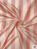 Striped Yarn-Dyed Silk Shantung - Coral / Cream