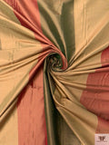 Striped Yarn-Dyed Silk Shantung - Khaki Green / Olive / Red