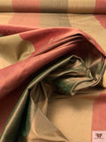 Striped Yarn-Dyed Silk Shantung - Khaki Green / Olive / Red