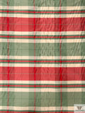 Plaid Yarn-Dyed Silk Shantung - Dusty Aqua / Cranberry / Off-White