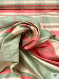 Plaid Yarn-Dyed Silk Shantung - Dusty Aqua / Cranberry / Off-White