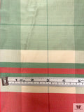 Plaid Yarn-Dyed Silk Shantung - Dusty Aqua / Cranberry / Off-White