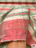Plaid Yarn-Dyed Silk Shantung - Dusty Aqua / Cranberry / Off-White