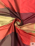 Gingham Plaid Yarn-Dyed Silk Shantung - Reds / Pale Greens / Biscotti Gold