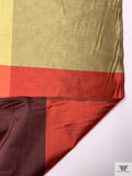 Gingham Plaid Yarn-Dyed Silk Shantung - Reds / Pale Greens / Biscotti Gold