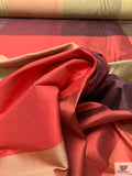 Gingham Plaid Yarn-Dyed Silk Shantung - Reds / Pale Greens / Biscotti Gold