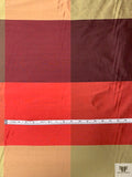 Gingham Plaid Yarn-Dyed Silk Shantung - Reds / Pale Greens / Biscotti Gold