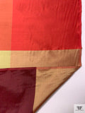 Gingham Plaid Yarn-Dyed Silk Shantung - Reds / Pale Greens / Biscotti Gold