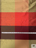 Gingham Plaid Yarn-Dyed Silk Shantung - Reds / Pale Greens / Biscotti Gold
