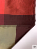 Gingham Plaid Yarn-Dyed Silk Shantung - Reds / Pale Greens / Biscotti Gold