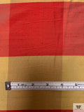 Gingham Plaid Yarn-Dyed Silk Shantung - Red / Biscotti Gold