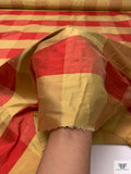 Gingham Plaid Yarn-Dyed Silk Shantung - Red / Biscotti Gold
