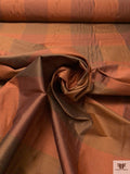 Gingham Plaid Yarn-Dyed Silk Shantung - Burnt Orange / Khaki Green