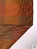 Gingham Plaid Yarn-Dyed Silk Shantung - Burnt Orange / Khaki Green