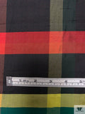 Plaid Yarn-Dyed Silk Shantung - Black / Multicolor