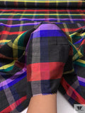 Plaid Yarn-Dyed Silk Shantung - Black / Multicolor
