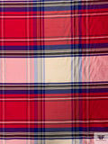 Plaid Yarn-Dyed Silk Shantung - Hot Cranberry / Purple / Off-White / Black