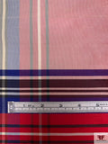 Plaid Yarn-Dyed Silk Shantung - Hot Cranberry / Purple / Off-White / Black