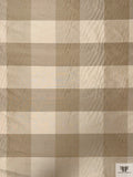 Gingham Plaid Yarn-Dyed Silk Shantung - Brandon Beige / Ivory