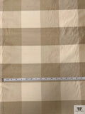 Gingham Plaid Yarn-Dyed Silk Shantung - Brandon Beige / Ivory