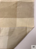 Gingham Plaid Yarn-Dyed Silk Shantung - Brandon Beige / Ivory