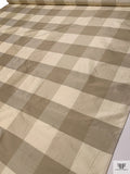 Gingham Plaid Yarn-Dyed Silk Shantung - Brandon Beige / Ivory