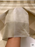 Gingham Plaid Yarn-Dyed Silk Shantung - Brandon Beige / Ivory