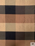 Gingham Plaid Yarn-Dyed Silk Shantung - Nude Browns / Vintage Beige / Black