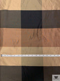 Gingham Plaid Yarn-Dyed Silk Shantung - Nude Browns / Vintage Beige / Black