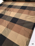 Gingham Plaid Yarn-Dyed Silk Shantung - Nude Browns / Vintage Beige / Black