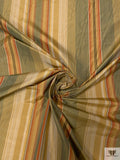 Striped Yarn-Dyed Silk Taffeta - Vintage Olive / Burnt Orange / Olive Gold