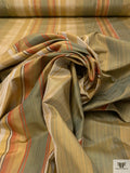 Striped Yarn-Dyed Silk Taffeta - Vintage Olive / Burnt Orange / Olive Gold