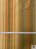 Striped Yarn-Dyed Silk Taffeta - Vintage Olive / Burnt Orange / Olive Gold