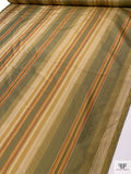 Striped Yarn-Dyed Silk Taffeta - Vintage Olive / Burnt Orange / Olive Gold