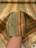 Striped Yarn-Dyed Silk Taffeta - Vintage Olive / Burnt Orange / Olive Gold