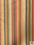 Striped Yarn-Dyed Silk Taffeta - Vintage Greens / Olive Golds / Reds